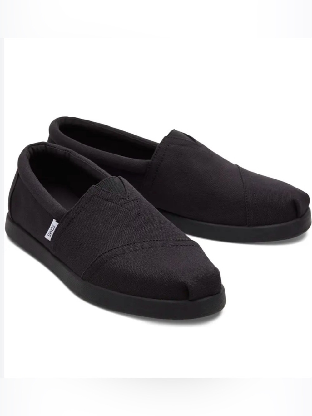 Toms Black Canvas Slip-On Loafers for Men